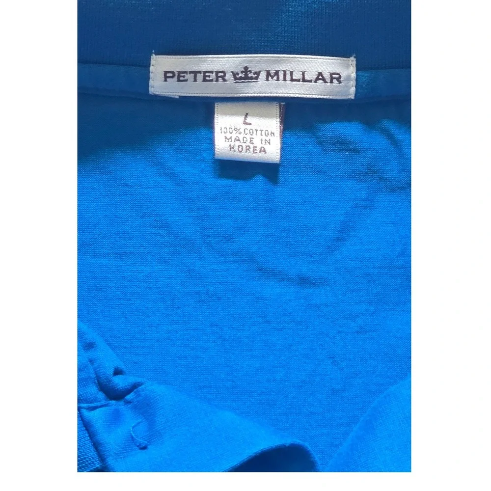 Peter Millar Polo Shirt Mens‎ L Blue Cotton Short Sleeve Casual Golf